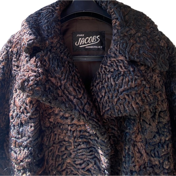 SOLD on eBay Vintage Persian Lamb Wool Coat Brown Black Mid Century Jacket S/M - Picture 3 of 7